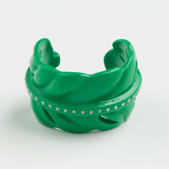 Iris Apfel x H&M Green Cuff Bangle Rhinestones Size XS/S SOLD OUT NEW IN BOX - Picture 4 of 5